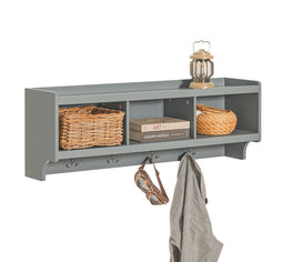 SoBuy FHK28-HG - Wandkapstok - 3 Compartimenten 4 Haken - Grijs 100x25x35 cm