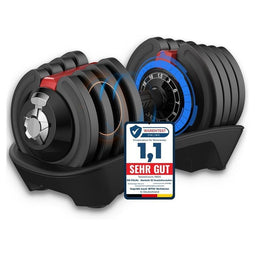 DH FitLife Verstelbare Hantel 12-in-1 - 1,5-18 kg - Compact ontwerp - Zwart
