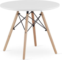 Salontafel rond - 60 cm diameter - beuken poten - matte witte afwerking