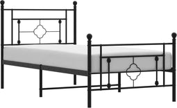 vidaXL - Bedframe - met - hoofd- - en - voeteneinde - metaal - zwart - 100x190 - cm