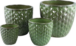PTMD Abbie Bloempotten - 44x44x42 cm - Keramiek - Groen - Set van 4
