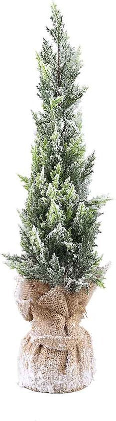 PTMD Abies Kunstkerstboom Jute Zak - H61 x Ø22 cm - PE - Besneeuwd