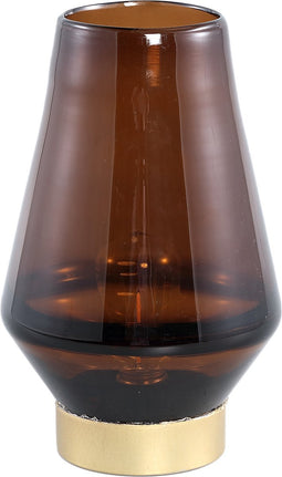 PTMD Akahi Brown Glass LED Lamp Taps Round