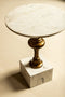 PTMD Alano White Marble Side Table W Alu Gold Table Leg