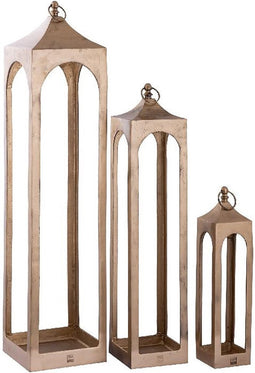 PTMD Alden Brass Alu Lanterns Open Set Of 3