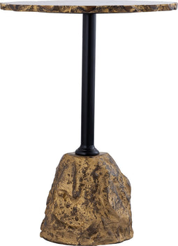 PTMD Alexa White Marble Side Table With Iron Gold Base