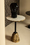 PTMD Alexa White Marble Side Table With Iron Gold Base