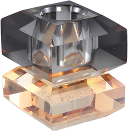 PTMD Allison Brown Crystal Glass Candleholder Square S