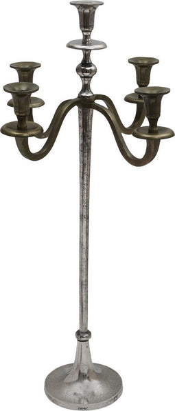 PTMD Alum tweetone Rough Kaarsenstandaard - 32 x 28 x 85 - grijs/goud