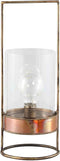 PTMD Amber metalen tafellamp met glas en LED verlichting - 14 x 14 x 36 cm. - messing kleur