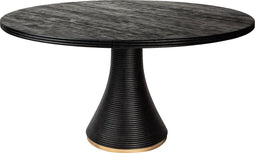 PTMD Arca Black mangowood diningtable round goldrib leg