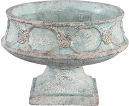 PTMD Artas Ronde Bloempot Op Standaard - H18xØ25,5 cm - Cement - Blauw