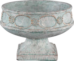 PTMD Artas Ronde Bloempot Op Standaard - H32 x Ø32 cm - Cement - Blauw