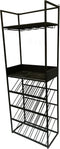 PTMD Arto Wine Rack Dark Grey Base Brown Marble