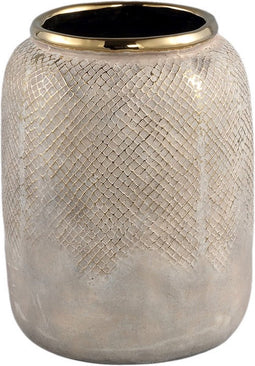 PTMD Astleigh Gold Ceramic Pot Ribbed Round High S