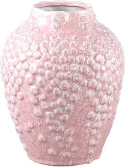 PTMD Avis PInk Ceramic Pot Round Shaped Scales High S