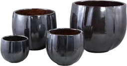 PTMD Ayasha Silver Glazed Ceramic Pot Shiny Round SV4