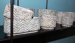 PTMD Baby Ovale Bloempot - 18 x 8 x 8 cm - Cement - Blauw