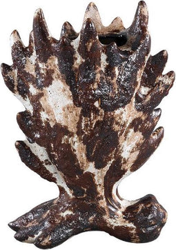 PTMD Baxon Brown Glazed Ceramic Pot Spiky Border L