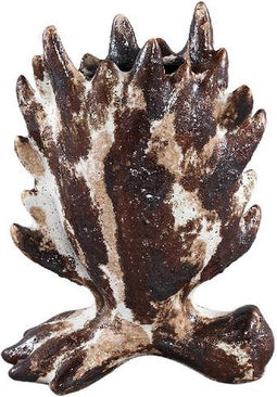 PTMD Baxon Brown Glazed Ceramic Pot Spiky Border S