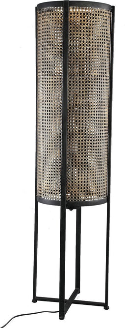 PTMD Bayu Black Iron Floorlamp With Bamboo Round