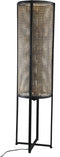 PTMD Bayu Black Iron Floorlamp With Bamboo Round