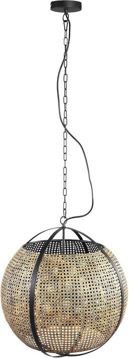 PTMD Bayu Black Iron Hanging Bamboo Lamp Ball Shape
