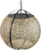 PTMD Bayu Black Iron Hanging Bamboo Lamp Ball Shape