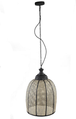 PTMD Bayu Black Iron Hanging Lamp With Bamboo Round L