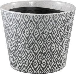 PTMD Beire Black White Terracotta Pot Round Ikat Print XL