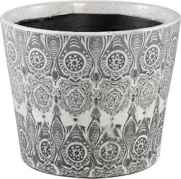 PTMD Beire Deco Bloempot - H20 x Ø24 cm - Terracotta - Zwart/Wit