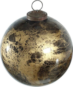 PTMD Bentley Kerstbal Marmer - H10 x Ø10 cm - Glas - Zwart/goud