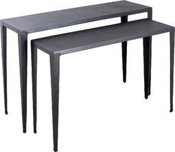 PTMD Bijzettafel Rivva - 121x39x82 cm - Aluminium - Zwart - Set van 2