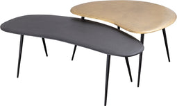 PTMD Blaze Black Casted Alu Coffee Table Set Of 2