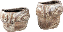 PTMD Bloempot Colby - 28x17x20 cm - Keramiek - Bruin