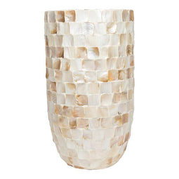 PTMD Bloempot Daven - 40x40x70 cm - Polyester - Creme