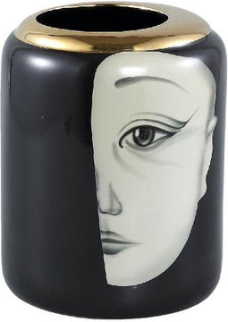 PTMD Bloempot Elene - 20x20x25 cm - Keramiek - Zwart