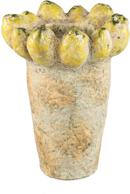 PTMD Bloempot Fruitsy - 20x20x28 cm - Terracotta - Geel