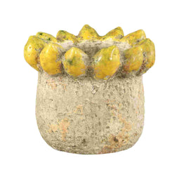 PTMD Bloempot Fruitsy - 21x21x18 cm - Terracotta - Geel