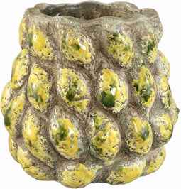 PTMD Bloempot Fruitsy - 21x21x20 cm - Terracotta - Geel