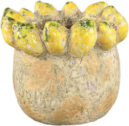 PTMD Bloempot Fruitsy - 23x23x20 cm - Terracotta - Geel