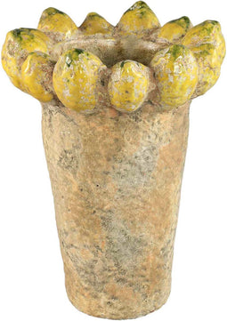 PTMD Bloempot Fruitsy - 23x23x32 cm - Terracotta - Geel