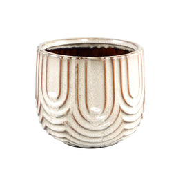 PTMD Bloempot Jilly - 18x18x16 cm - Keramiek - Creme