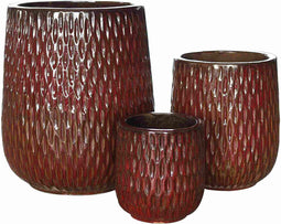 PTMD Bloempot Lai - 43x43x50 cm - Keramiek - Rood - Set van 3