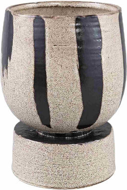 PTMD Bloempot Layiah - 15x15x20 cm - Keramiek - Zwart