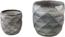 PTMD Bloempot Lotte - 34x34x35 cm - Keramiek - Grijs - Set van 2