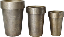 PTMD Bloempot Lovay - 82x82x119 cm - Aluminium - Messing - Set van 3