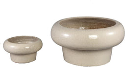 PTMD Bloempot Megga - 53x53x29 cm - Keramiek - Creme - Set van 2