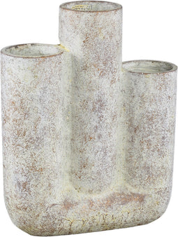 PTMD Bloempot Pipes - 27x10x35 cm - Cement - Creme