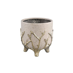 PTMD Bloempot Quin - 17x17x17 cm - Keramiek - Goud